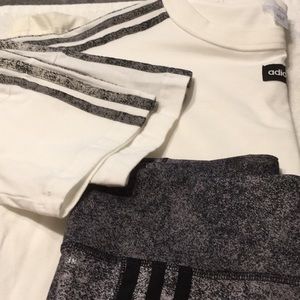 Adidas 3 stripe leggings and T shirt